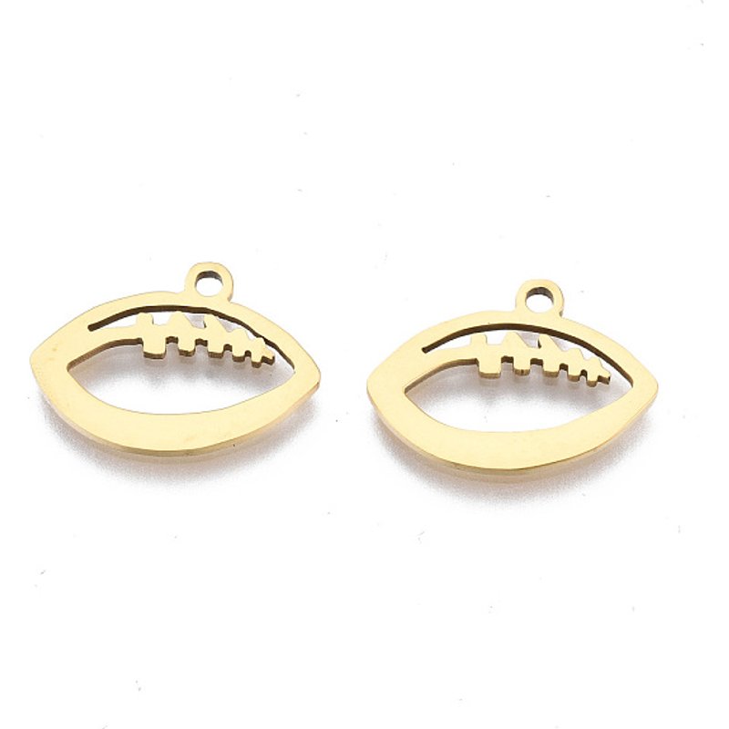 Pendentif Rugby en Acier Inoxydable 201 avec Plaquage Ionique, Doré — Breloques et pendentifs