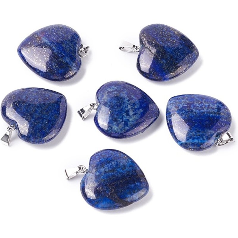 Natural Dyed Lapis Lazuli Heart Pendants with Brass Findings — Charms & Pendants