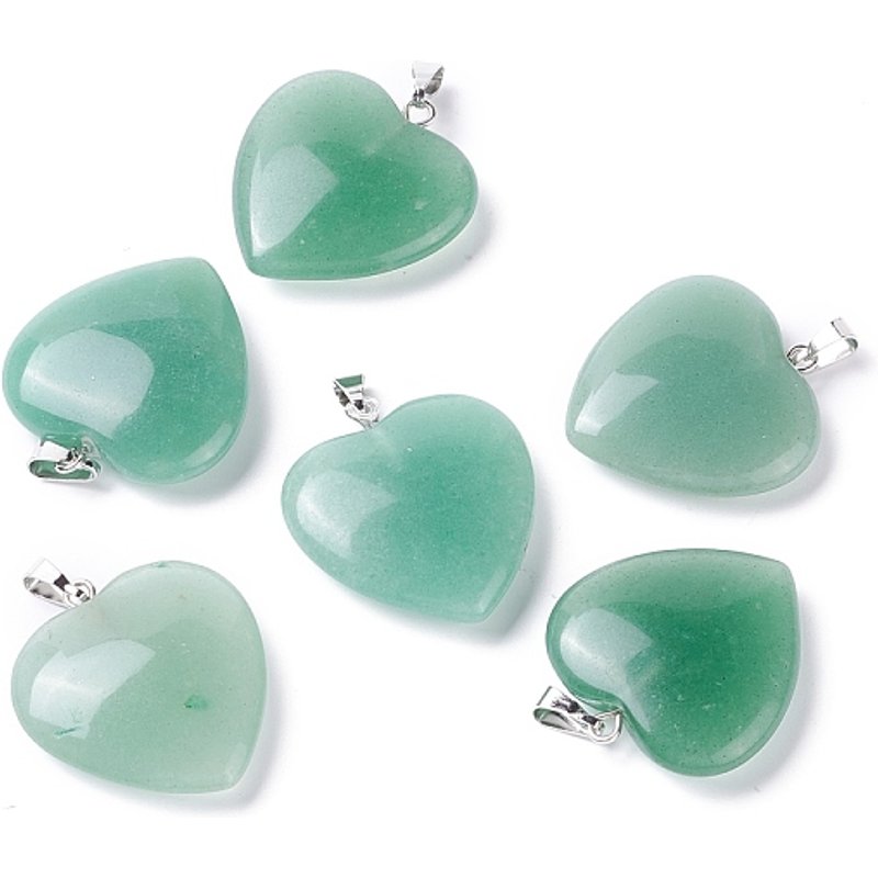 Natural Green Aventurine Heart Pendants with Brass Findings — Charms & Pendants