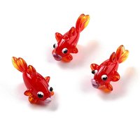 Handmade Lampwork Goldfish Beads, Red, 25-35mm, Hole 1.7mm — Jewelry Beads