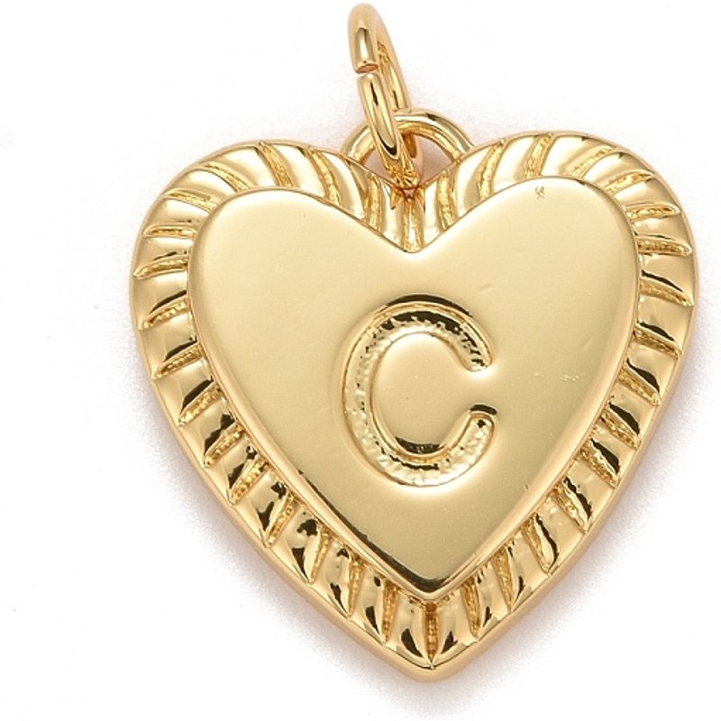 Pendentifs en laiton plaqué or 18K Rack Plating en forme de cœur avec anneaux — Breloques et pendentifs