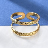 Bague ouverte à double ligne en acier inoxydable 304 pour femmes — Bijoux fantaisie