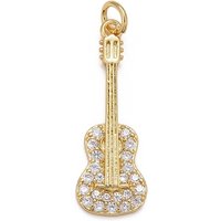 Rack Plating Guitar Pendant with Clear Cubic Zirconia, 18K Gold Plated — Charms & Pendants