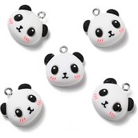 Pendentif Panda en Résine Opaque avec Boucles en Fer Ton Platine