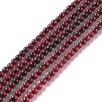 Brins de perles de grenat naturel, rond 3mm, trou de 0,6mm, 15,55 pouces — Perles à bijoux