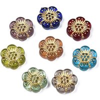 Plating Acrylic Flower Beads, Mixed Colors, 13x12x4mm