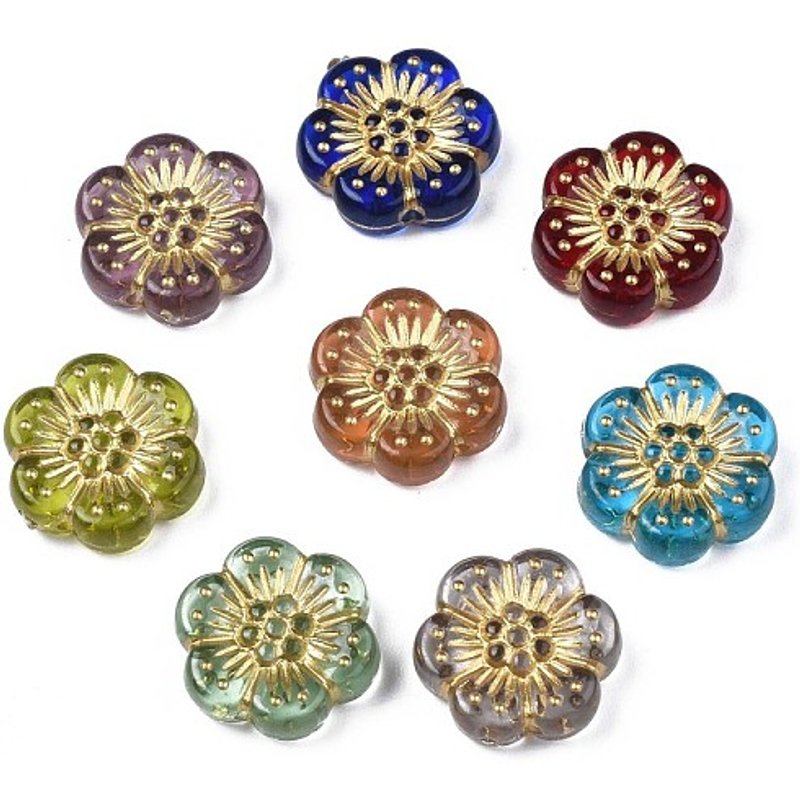 Plating Acrylic Flower Beads, Mixed Colors, 13x12x4mm — Jewelry Beads