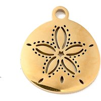 Pendentif en Acier Inoxydable 201, Charm de Dollar de Sable avec Fleur — Breloques et pendentifs
