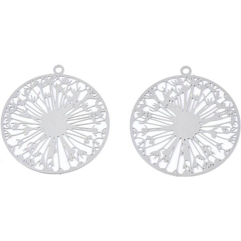 Pendants en acier inoxydable filigrane Dandelion non ternissable 201 — Breloques et pendentifs