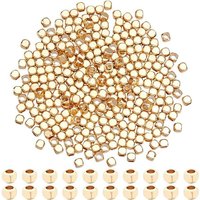 Nbeads 300 Pcs 18K Gold Plated Square Brass Beads for Jewelry Making