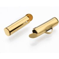 Tubes à fermoir à glisser en acier inoxydable 304, dorés, 6x13x4mm — Accessoires pour bijoux