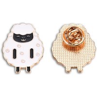 Sheep Shape Enamel Pin - Light Gold Plated Cartoon Badge — Brooches