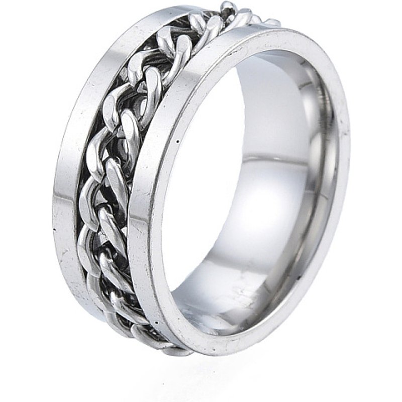 201 Stainless Steel Curb Chain Ring for Women, 17mm Inner Diameter — Costume Jewelry