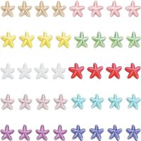 40 Pcs Handmade Rainbow Glazed Porcelain Beads, Starfish Design