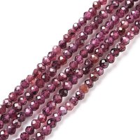 Brins de Perles de Grenat Naturel, Ronde, Facettée, 2mm, 192pcs — Perles à bijoux