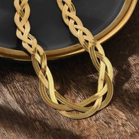 Collier en chaîne herringbone triple entrelacé en acier inoxydable 304 — Collier pendentif