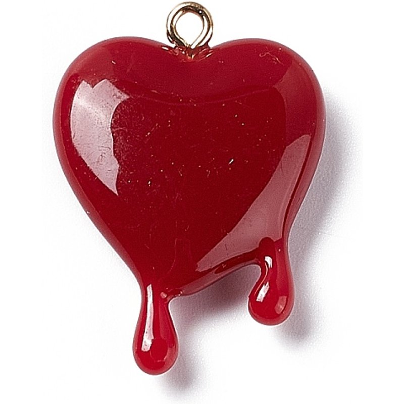 Pendentifs en résine opaque avec cœurs fondants et boucles dorées — Breloques et pendentifs