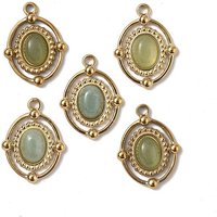 Charms Ovales en Aventurine Verte Naturelle avec Trouvailles Plaquées Or 18K — Breloques et pendentifs