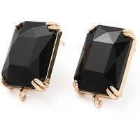 K9 Glass Stud Earring Findings with Light Gold Brass and Loops