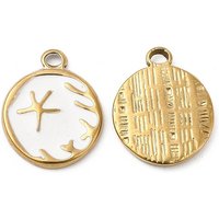 201 Stainless Steel Enamel Pendant with Starfish Charm, Gold Plated — Charms & Pendants