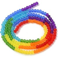 Brins de perles en verre dépoli transparent arc-en-ciel, 189pcs — Perles à bijoux