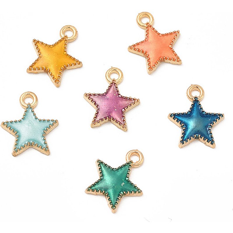 Alloy Enamel Star Charm in Light Gold and Mixed Colors — Charms & Pendants