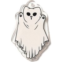 Pendentif en acrylique imprimé, charme de chat, blanc, 41.5x25x2.2mm