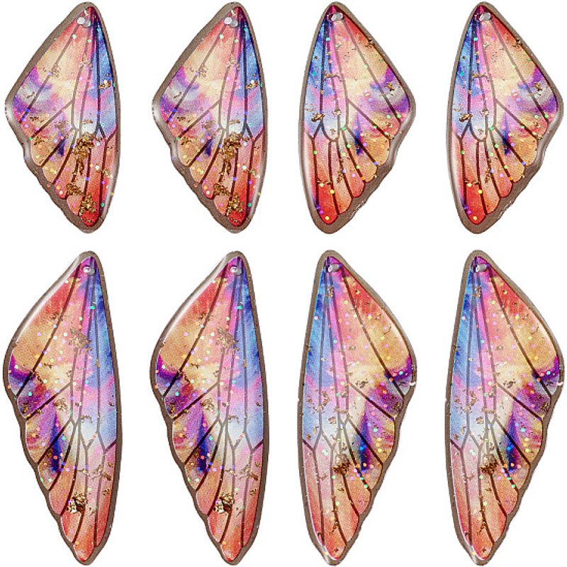 Ensemble de Pendentifs Ailes en Résine Transparente avec Feuille d'Or — Breloques et pendentifs