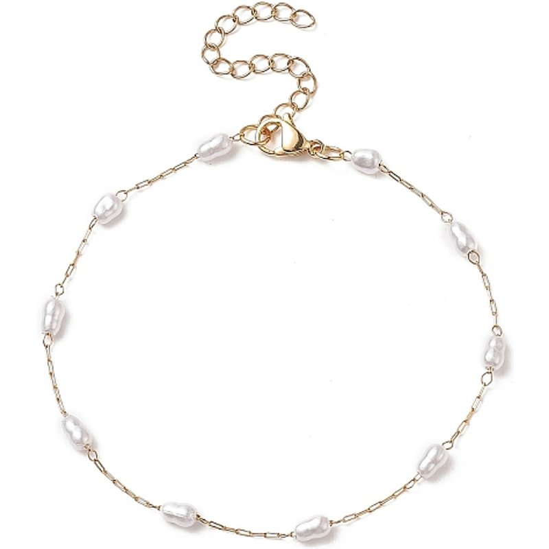 Bracelet de cheville en chaîne avec perles en verre pour femmes, doré — Bracelet de cheville Femme