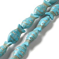 Brins de perles teintes turquoise synthétique, poisson, 23-24mm — Perles à bijoux