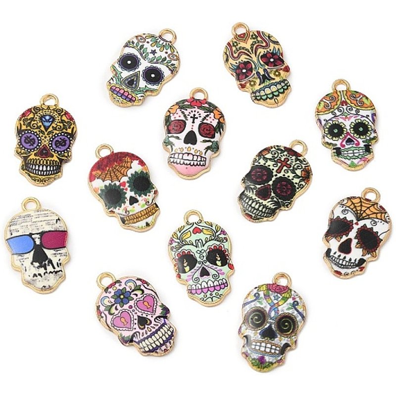 Eco-friendly Sugar Skull Charm Pendant for Day of The Dead — Charms & Pendants