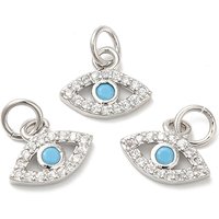 Eco-Friendly Brass Micro Pave Cubic Zirconia Eye Charm