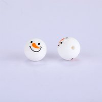 Christmas Snowman Pattern Silicone Focal Beads, White, 15mm — Jewelry Beads