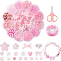 Kit de fabrication de bracelets DIY avec perles acryliques et ciseaux, 504 pièces — Outils de création de bijoux