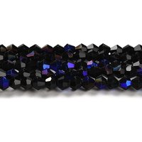 Brins de perles en verre électroplaqué transparent, bicone, noir, 4mm — Perles à bijoux