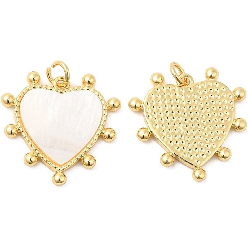 Rack Plating Brass Pendants with Shell and Heart Charms — Charms & Pendants