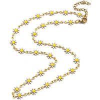 Ion Plating 304 Stainless Steel Flower Link Chain Necklace — Pendant Necklace