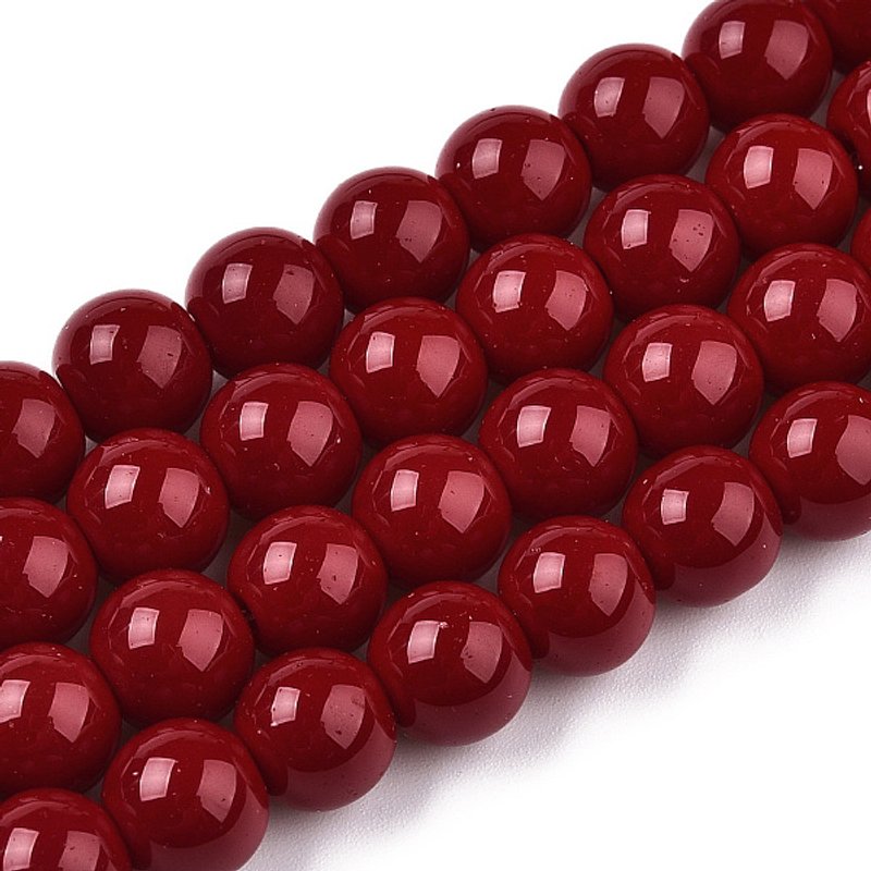 Opaque Dark Red Glass Beads Strands, Round, 8-8.5mm — Jewelry Beads