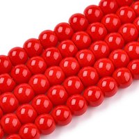 Brins de Perles en Verre Opaque Rouge, Ronde, 4-4.5mm, Trou de 0.8mm — Perles à bijoux