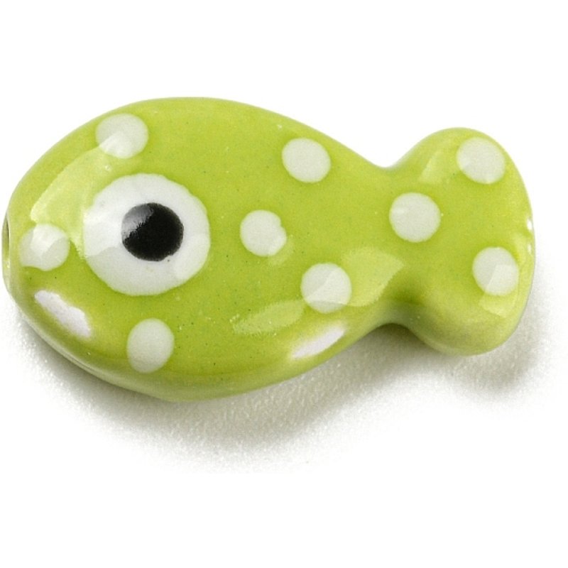 Perles en porcelaine faites à la main, poisson émaillé brillant, 11x19x6.5mm — Perles à bijoux