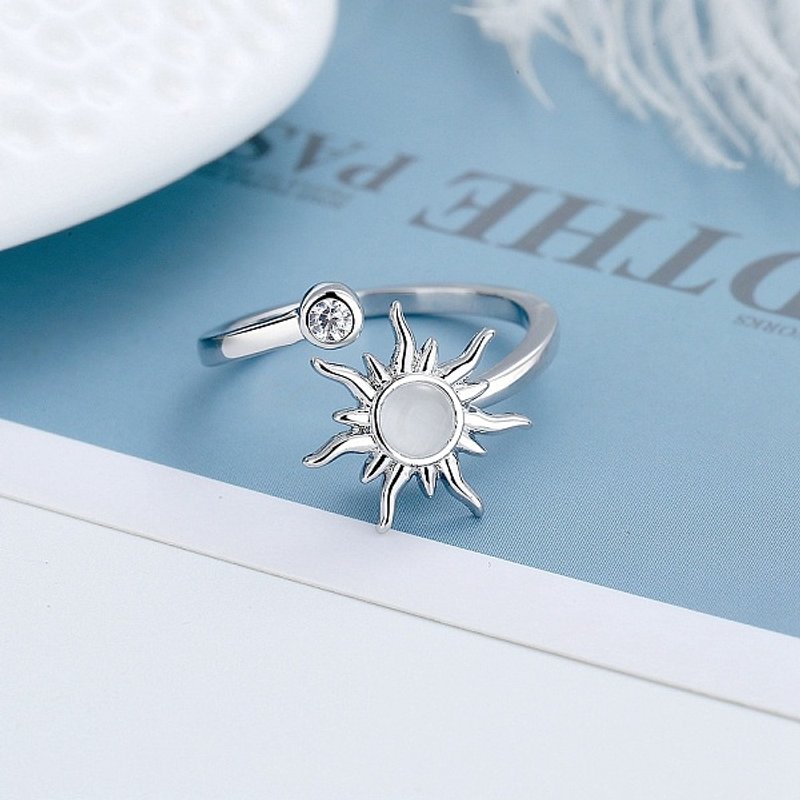 Bague ouverte rotative œil de chat avec zircon cubique, taille 7 1/4 — Bijoux fantaisie