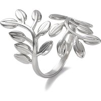 Non-Tarnish 304 Stainless Steel Open Cuff Leaf Band Ring for Women — Costume Jewelry