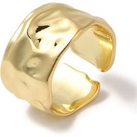 Bague ouverte en laiton, bande large martelée, plaqué or 18K — Bijoux fantaisie