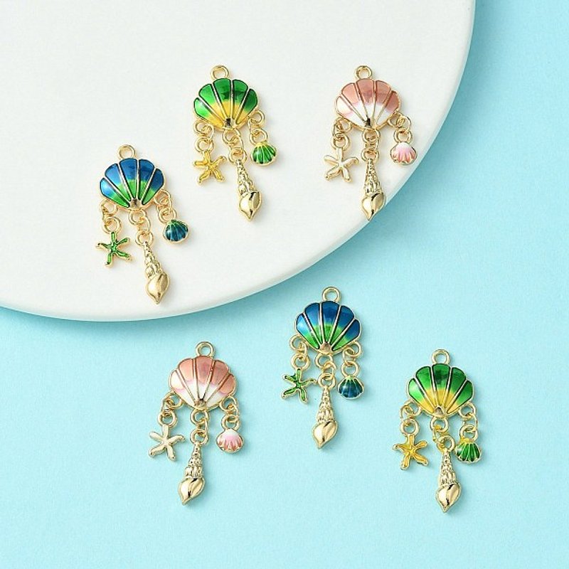6Pcs Pendentifs en Émail en Alliage de 3 Couleurs, Sans Cadmium, Nickel, Plomb — Breloques et pendentifs