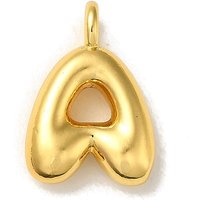 Brass Balloon Letter A Charm, 18K Gold Plated, Cadmium & Nickel Free