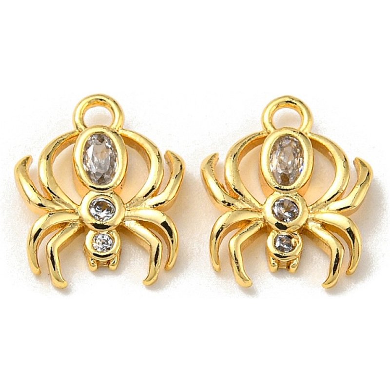 Charm en laiton avec zircon cubique micro pave, araignée, plaqué or 18K — Breloques et pendentifs