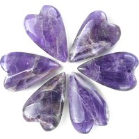 Natural Amethyst Love Heart Charms