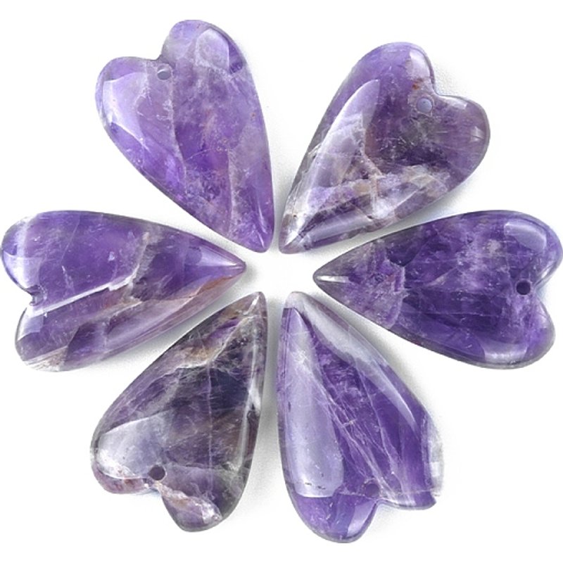 Pendentifs Améthyste Naturels en Forme de Coeur — Breloques et pendentifs