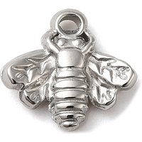 Non-Tarnish 304 Stainless Steel Bees Charm, 10x10.5x2mm