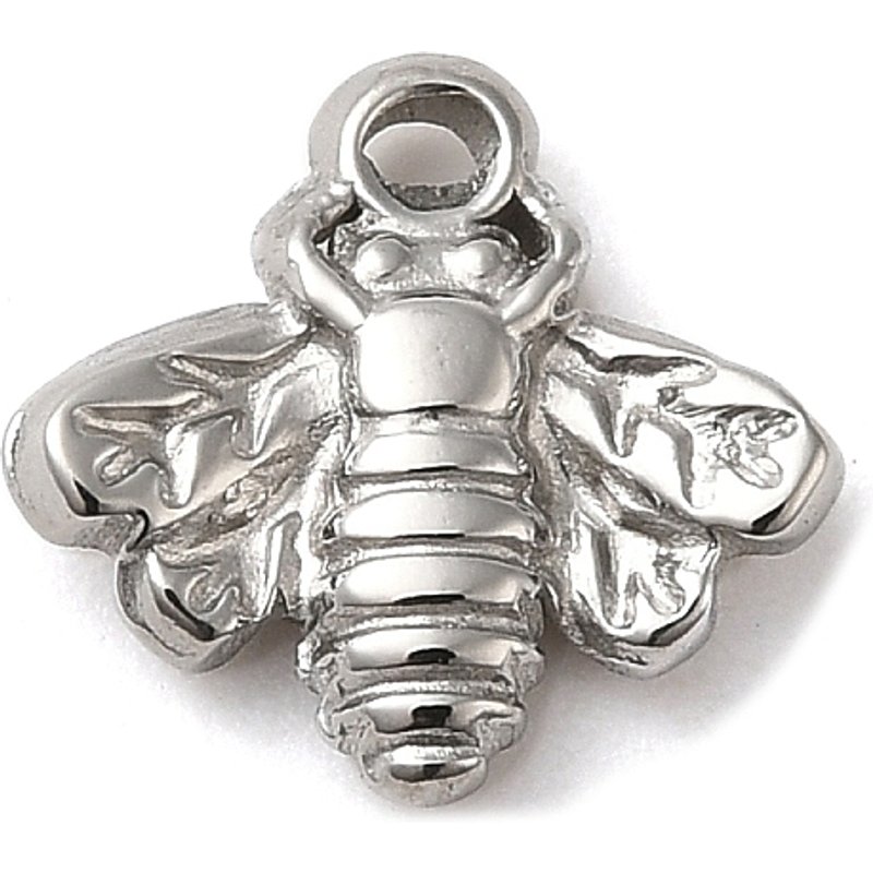 Charm en Acier Inoxydable 304 Non-Tarnish, Charm Abeille, 10x10.5x2mm — Breloques et pendentifs
